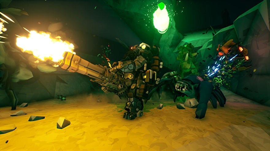 Armoured violence in a Deep Rock Galactic screenshot.